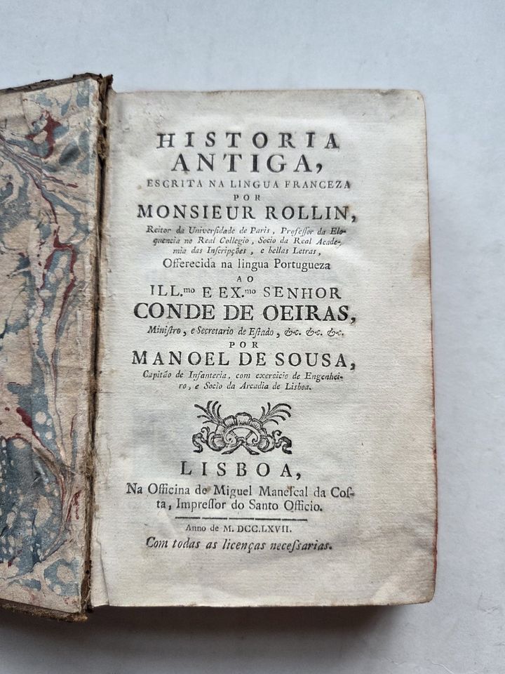 História Antiga de Monsieur Rollin, Lisboa, 1767